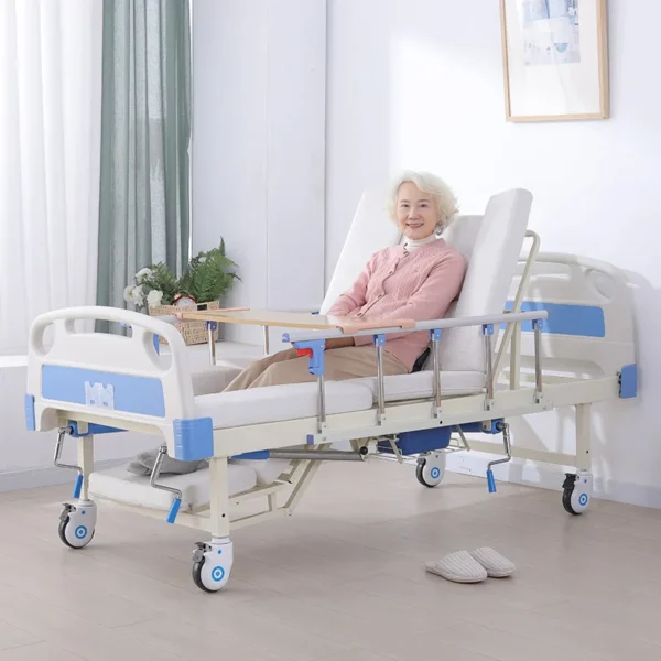 Cama de hospital manual de alta calidad, cama de enfermería para el cuidado del hogar con inodoro