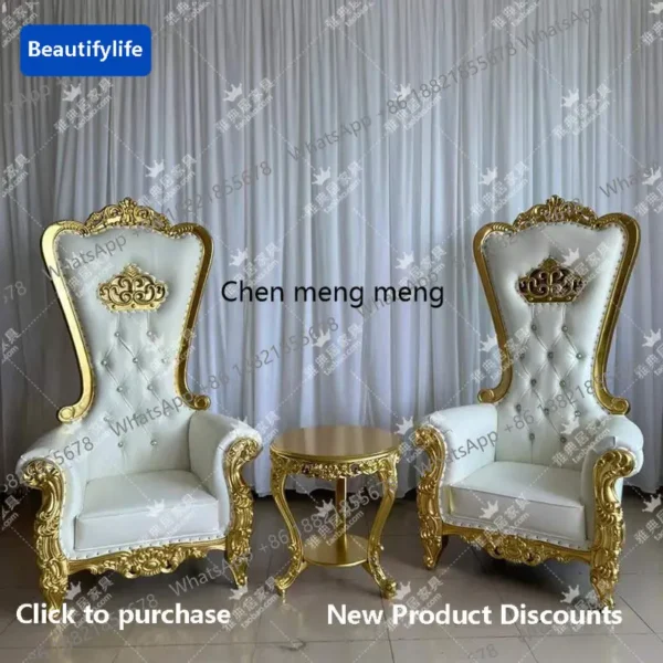 Silla con imagen neoclásica europea C85, silla de ocio con respaldo alto hueco de madera maciza, silla decorativa para hotel