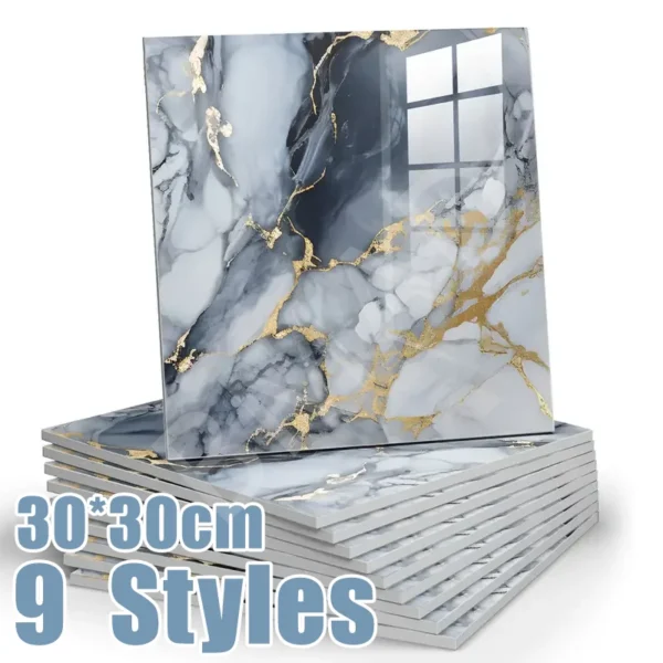 10-50 Uds. De azulejos de cerámica 3D de imitación de mármol, pegatina decorativa para renovación de pared, papel tapiz autoadhesivo impermeable para el hogar