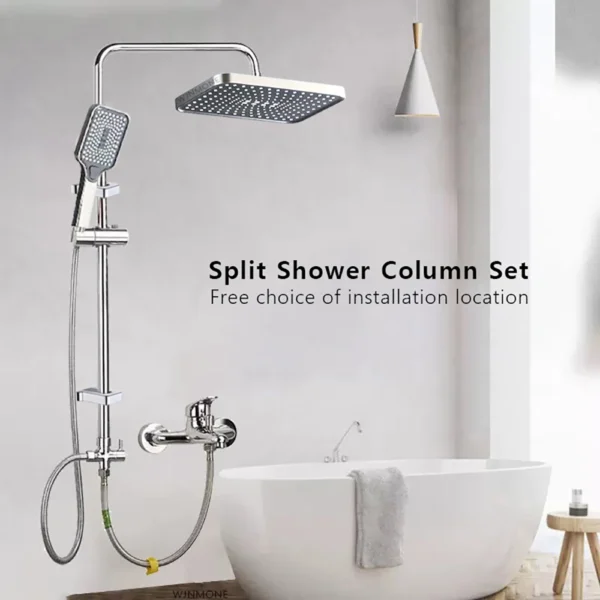 Juego de columna de ducha dividida, grifo de baño, mezclador de agua fría individual, sistema de grifo, grifos de bañera, adaptador de accesorios de cabezal de ducha de lluvia Válvula del convertidor del T-adaptador de